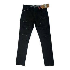 Men's Black metal denim jeans Sz 36